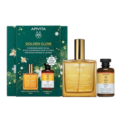 7631499 Apivita Golden Glow Coffret Natal My Beeloved Óleo Nutritivo 100ml + Gel Banho Honey 250ml
