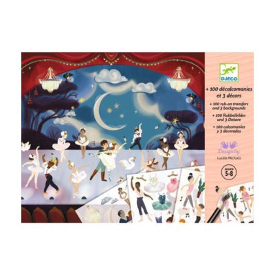 3070900093560 Djeco Ballet 100 Autocolantes e 3 Cenários de Bailarinas