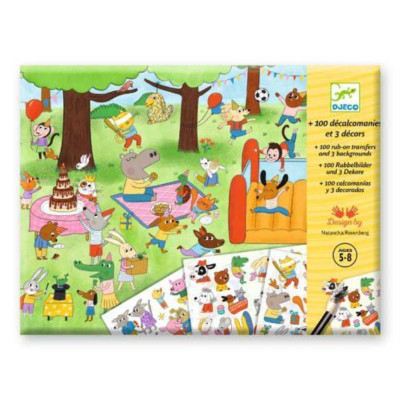Djeco Hora da Festa! 100 Decalques e 3 Cenários | Farmácia d'Arrábida