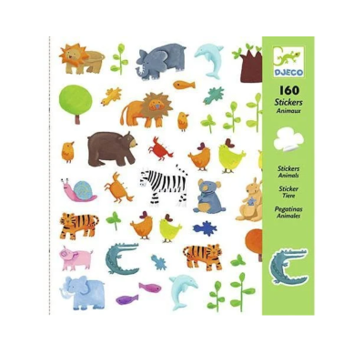 3070900088412  Djeco 160 Autocolantes Animais para Crianças +4 Anos