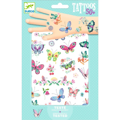 Djeco 50 Tatuagens Borboletas com Glitter para Crianças +3 Anos