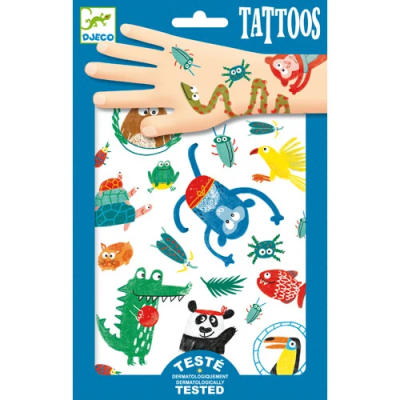 Djeco 50 Tatuagens de Animais Divertidos para Crianças +3 Anos