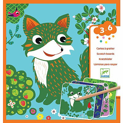 3070900090934 Djeco 4 Cartões para Raspar com Animais do Campo +3 Anos