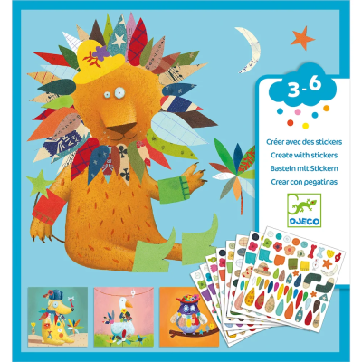 3070900089327 Djeco Criar com Autocolantes Animais para Decorar para Crianças a partir dos 3 Anos