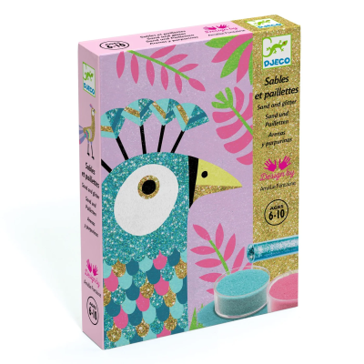 3070900086630 Djeco Pássaros Deslumbrantes - Kit de Areias Coloridas e Purpurinas para Crianças a partir dos 6 Anos