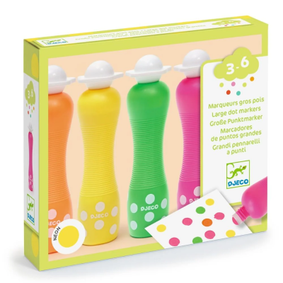 3070900090590 Djeco 4 Marcadores de Espuma Neon para Desenhar Pontos