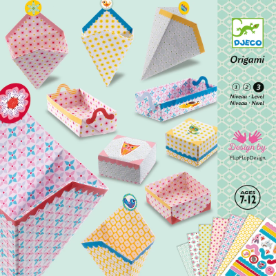 Djeco Origami Pequenas Caixas - Kit Criativo Nível 3 para Fazer e Decorar Caixas de Papel +7 Anos