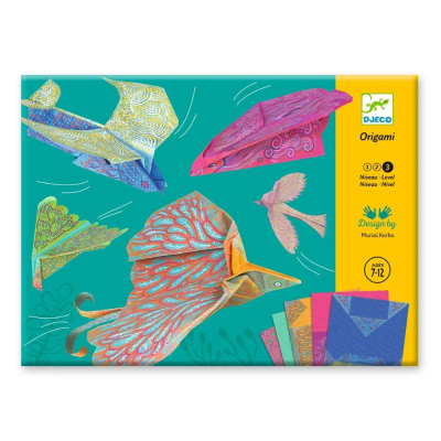3070900087033 Djeco Origami Asas Velozes - Kit Criativo Nível 3 para Criar e Fazer Voar Pássaros de Papel