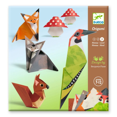 3070900087040 Djeco Origami Passeio na Floresta - Kit Criativo Nível 3 para Criar 24 Animais de Papel +7 Anos