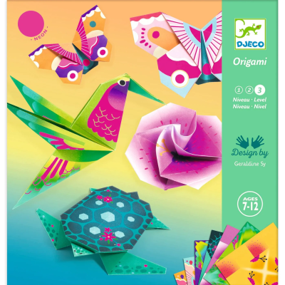 3070900087545 Djeco Origami Trópicos - Kit Criativo Nível 3 Dobragens de Papel com Motivos Tropicais +7 Anos