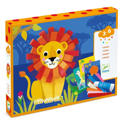3070900098688 Djeco Pequenos Loops Jogo Colagens Animais - Kit de Colagem 3D com 4 Imagens +3 Anos