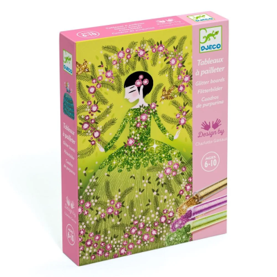 3070900095007 Djeco Vestidos Brilhantes - Jogo Criativo de Quadros com Glitter +6 Anos