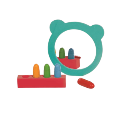 Ludi Aquacolor Conjunto de Banho com 4 Lápis de Cera Apagáveis e Espelho - Presente para Bebés a partir dos 10 Meses