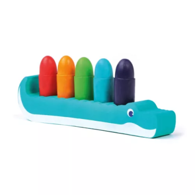3550833400807 Ludi Conjunto de 5 Lápis de Cera Laváveis para Banho com Suporte Crocodilo