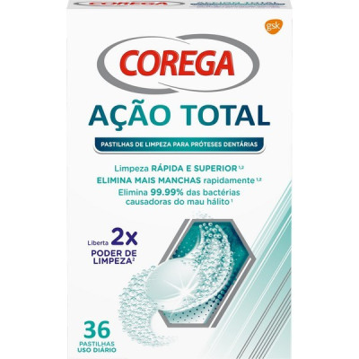 Corega Acao Total Past Limp Diaria X36 | Farmácia d'Arrábida