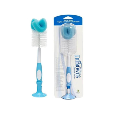 Dr. Brown's Escovilhão Limpeza Biberões Azul | Com Extremidade para Tetinas e Base Ventosa
