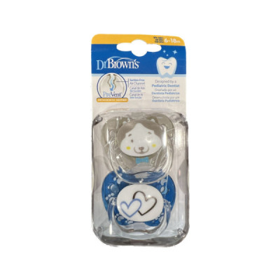 Dr. Brown\`s Prevent Chupeta Silicone Cinza/Azul 6-12M