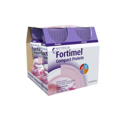 Fortimel Compact Protein Morango 4x125ml | Farmácia d'Arrábida