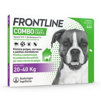 Frontline Combo Sol Cao 20-40Kg 2,68mLx3 | Farmácia d'Arrábida