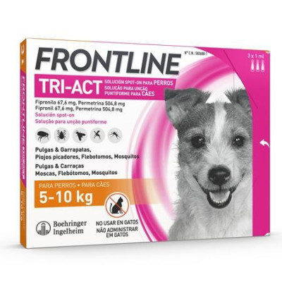 Frontline Tri-Act S Sol Cao 5-10Kg 1mLx3 | Farmácia d'Arrábida
