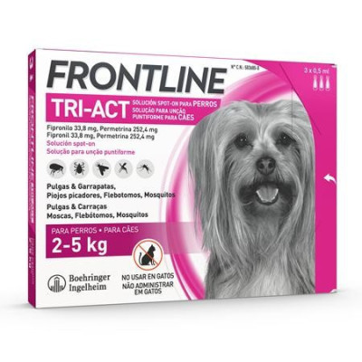 Frontline Tri-Act Xs Sol Cao 2-5Kg 0,5mL X3 | Farmácia d'Arrábida