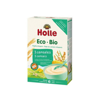 Holle Bio Papa 3 Cereais Sem Glúten 250g +6M | Farmácia d'Arrábida