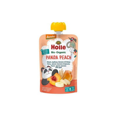 Holle Bio Panda Peach Puré Frutos 100g +8M | Farmácia d'Arrábida