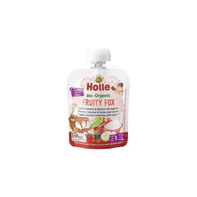Holle Bio Fruity Fox Saqueta De Iogurte E Frutos 85g +8M | Farmácia d'Arrábida