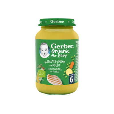 Gerber Organic Ervilhas e Batatas com Frango +6M 190g | Farmácia d'Arrábida