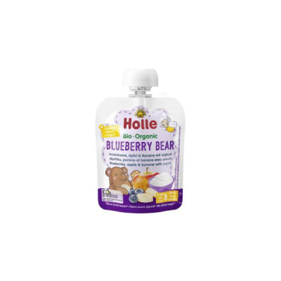 Holle Bio Blueberry Bear Saqueta De Iogurte E Fruta 85g +8M | Farmácia d'Arrábida
