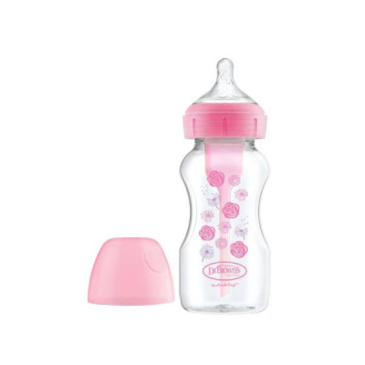 Dr. Brown\`s Options+ Anti-Colic Biberão Boca Larga Rosa +0M 270ml