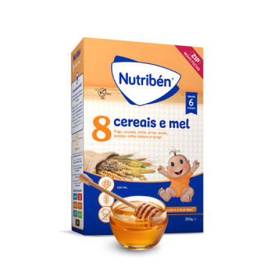 Nutribén Papa Não Láctea 8 Cereais e Mel 250g +6M | Farmácia d'Arrábida