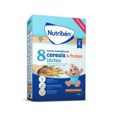 Nutribén Papa Láctea 8 Cereais e 4 Frutas 250g +6M | Farmácia d'Arrábida