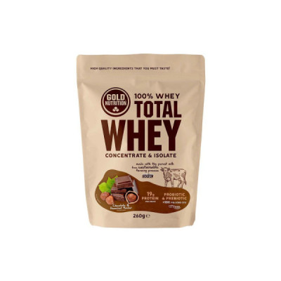 Gold Nutrition Total Whey Chocolate e Avelã 260g | Farmácia d'Arrabida