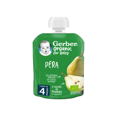 Gerber Organic Pacotinho Pera +4M 90g | Farmácia d'Arrábida