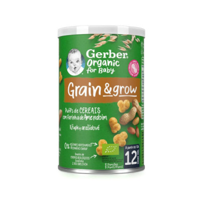 Gerber Organic NutriPuffs Amendoim +12M 35g | Farmácia d'Arrábida