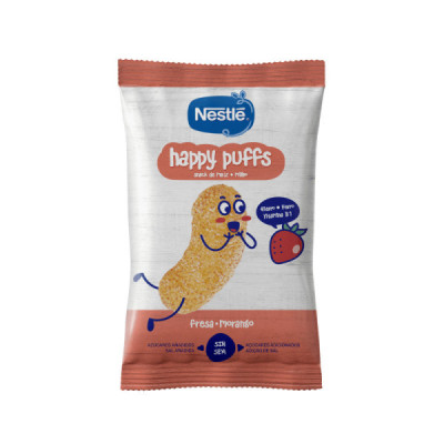 Nestlé Happy Puffs Morango +12M 28g | Farmácia d'Arrábida