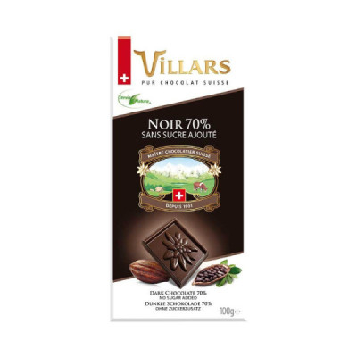 Villars Chocolate Negro 70% Com Stevia 100g | Farmácia d'Arrábida