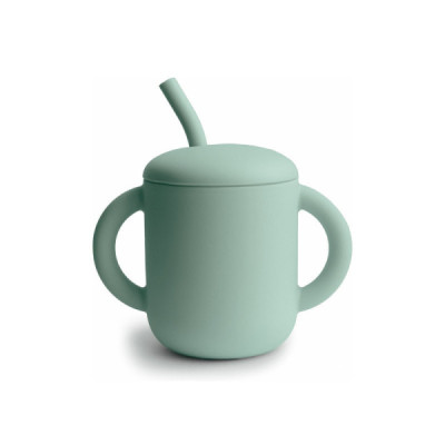 1002288 Mushie Copo Didático Com Palhinha Silicone Verde +6M