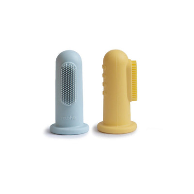 Mushie Escova de Dentes de Dedo Azul + Amarelo | Farmácia d'Arrábida