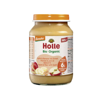 Holle Bio Puré Maça Banana e Espelta +6M 190g
