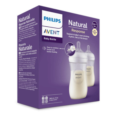 Philips Avent Natural Response Biberão Neutro Duo +1M 2x260ml | Farmácia d'Arrábida