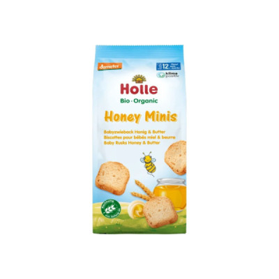 Holle Bio Mini Tostas Trigo Mel e Manteiga +12M 100g | Farmácia d'Arrábida