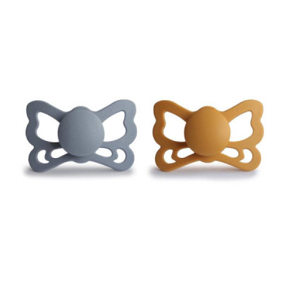 Frigg Butterfly Chupetas Silicone Great Gray e Honey Gold 6-18M