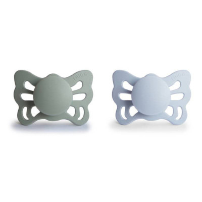 Frigg Butterfly Chupetas Silicone Sage e Powder Blue 0-6M