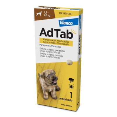 AdTab Comprimido Mastigável para Cães 1,3-2,5Kg | Farmácia d'Arrábida