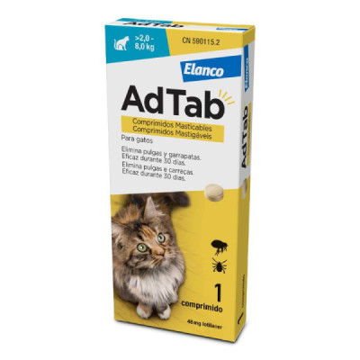 AdTab Comprimido Mastigável para Gatos 2-8Kg | Farmácia d'Arrábida