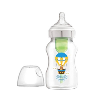 7121418 Dr. Brown's Biberão Anti-Cólicas Boca Larga Cor Coelho 330ml | Para Bebés 3M+ | Sistema Ventilação