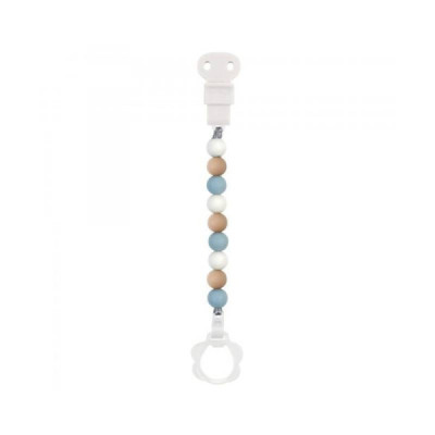Nattou Corrente Chupeta Silicone Azul, Branca e Bege