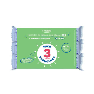 Mustela Bebé Toalhitas de Limpeza Abacate Pack Económico 3x60 | Farmácia d'Arrábida